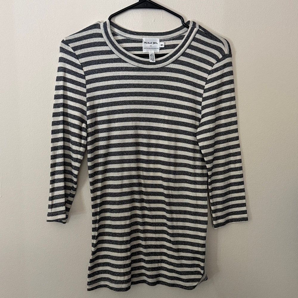 Michael Stars for  Anthropology Black and Cream Striped Top